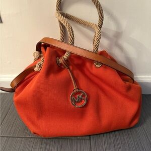 Michael Kors Orange Tan Shoulder Bag with Braided Handles
